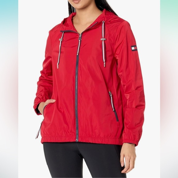 TOMMY HILFIGER Red Women’s Lightweight Everyday Weather Resistant Windbreaker M - Picture 1 of 16